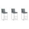 Manhattan Comfort Element 29" Faux Leather Bar Stool in Graphite and Polished Chrome (Set of 3) 3-BS010-GP